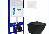 Инсталляция с унитазом комплект 5 в 1 Teymi унитаз подвесной безободковый торнадо черный Lina Pro Vortex Black кнопка белая F14961 № 2