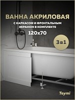 Превью фото Ванна акриловая 120х70 с каркасом и экраном фронтальным 3 в 1 Teymi Helmi Pro 120 F14953 № 1