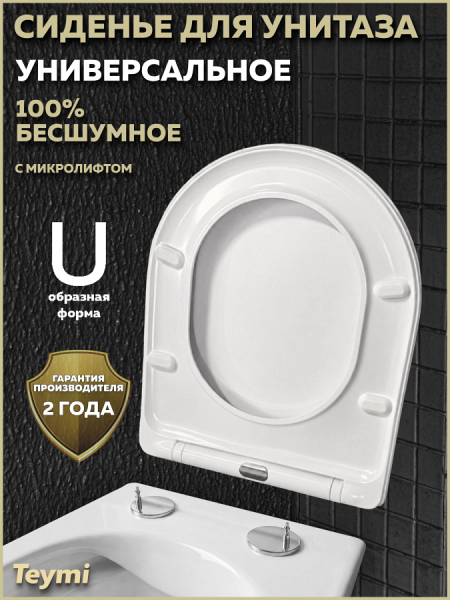 Сиденье для унитаза Teymi S40802 (совместимо T40802) быстросъемное, дюропласт, микролифт