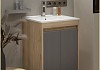 Тумба подвесная с раковиной для ванной 50 см Teymi Netta корпус дуб фасад графит раковина Ritta 50 F16018
