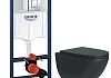 Комплект 7 в 1 инсталляция Grohe Rapid SL унитаз подвесной безободковый Teymi Lina S Black кнопка хром F18113 № 16