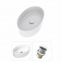 Превью фото Раковина накладная для ванной Teymi Lori 50 в комплекте донный клапан клик-клак без перелива белый F01585 № 1