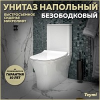 Превью фото Унитаз напольный безободковый с быстросъемным сиденьем микролифт Teymi Ellie T40801 № 1