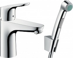 Превью фото Смеситель Hansgrohe Focus 31927000 для раковины с гигиеническим душем, с донным клапаном Push-Open № 1