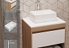 Тумба подвесная с раковиной для ванной 55 см Teymi Ritta корпус дуб фасад белый раковина Helmi Mini 38 смеситель хром F03538 № 16