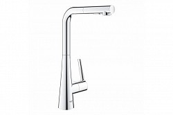 Превью фото Смеситель для кухни Grohe Zedra с выдвижной лейкой, L-образный излив с 2 режимами струи, хром 32553002 № 1
