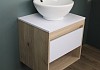 Тумба подвесная с раковиной для ванной 55 см Teymi Ritta корпус дуб фасад белый раковина Lina kuppi D40 F03288 № 3