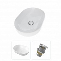 Превью фото Раковина накладная для ванной Teymi Solli 48 в комплекте донный клапан клик-клак без перелива хром F01618 № 1