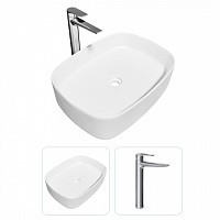 Превью фото Раковина накладная для ванной Teymi Solli 51 в комплекте смеситель высокий хром F07404 № 1