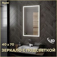 Превью фото Зеркало настенное с подсветкой в ванную Teymi Helmi Black Edition 40х70 LED T20301 № 1