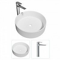 Превью фото Раковина накладная для ванной Teymi Lina D35 в комплекте смеситель высокий хром F07398 № 1