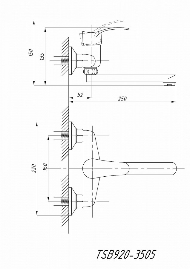 Смеситель для кухни TSARSBERG TSB-920-3505 настенный тип См-МОРНА, См ...