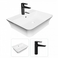 Превью фото Раковина накладная для ванной Teymi Aina 49 в комплекте смеситель черный матовый F07447 № 1