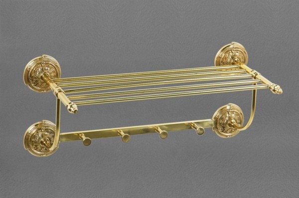 Полотенцедержатель с крючками подвесной ART&MAX Barocco античное золото AM-2032-Do-Ant