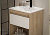 Тумба подвесная с раковиной для ванной 60 см Teymi Vitra корпус дуб фасад белый раковина Ritta 60 F16009