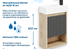 Тумба подвесная с раковиной для ванной 37 см Teymi Nura корпус дуб фасад волна графит раковина Hanna 37 правая F17460 № 6