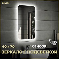 Превью фото Зеркало настенное с подсветкой в ванную Teymi Solli 40х70 LED сенсор на взмах T20201IR № 1