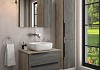Тумба подвесная с раковиной для ванной 70 см Teymi Helmi фасад серый камень столешница дуб раковина Solli 50 накладная F03281 № 3