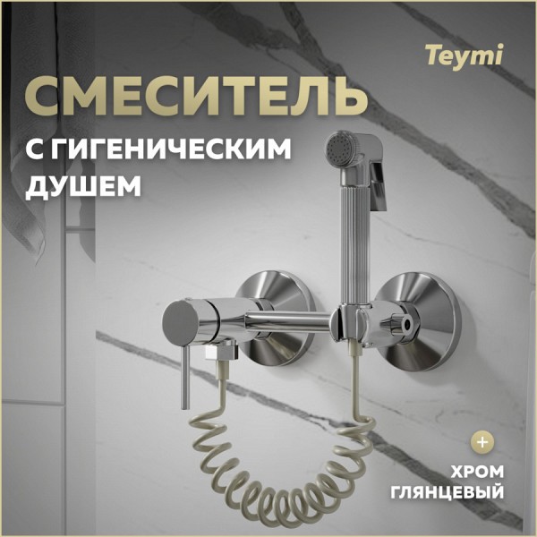 Смеситель с гигиеническим душем хром Teymi Martta T10268