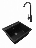 Превью фото Мойка для кухни Teymi Helmi 57х50 черная матовая в комплекте смеситель для кухни Lina черный матовый  F01539 № 1