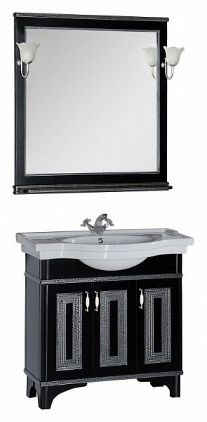 Комплект мебели для ванной Aquanet Валенса 90 черный краколет/серебро 180447