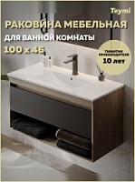 Превью фото Раковина для ванной мебельная на тумбу Teymi Ritta 100 белая T51007 № 1