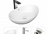 Раковина накладная для ванной Teymi Lori 60 в комплекте смеситель высокий хром и донный клапан клик-клак с переливом белый F01684