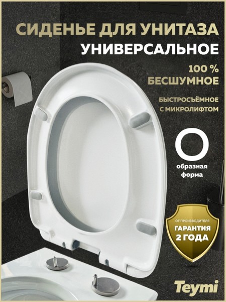 Сиденье для унитаза Teymi S40502 (совместимо T40502) быстросъемное дюропласт микролифт