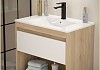 Тумба подвесная с раковиной для ванной 75 см Teymi Vitra корпус дуб фасад белый раковина Ritta 75 F15925