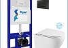 Инсталляция с унитазом комплект 5 в 1 Teymi унитаз подвесной безободковый Lina Vortex 3 поколения кнопка черная F16233 № 2