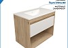 Тумба подвесная с раковиной для ванной 80 см Teymi Vitra корпус дуб фасад белый раковина Ritta 80 F16015 № 2