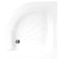 Превью фото Поддон Loranto стальной, полукруглый 90х90х15 толщина стенок 0,9 мм, отверстие для слива 5 см, белый LG900C № 1