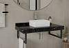 Столешница керамогранитная 90 см черный мрамор с раковиной Teymi Helmi Mini 38 кронштейны 2 шт. черные в комплекте F14399 № 18
