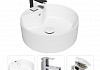 Раковина накладная для ванной Teymi Lina Pro D40 в комплекте смеситель хром и донный клапан клик-клак с переливом белый F01633