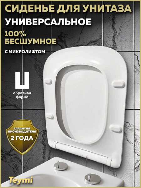 Сиденье для унитаза Teymi S40703 (совместимо T40703) быстросъемное, дюропласт, микролифт