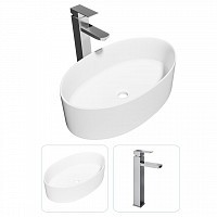 Превью фото Раковина накладная для ванной Teymi Lori 50 в комплекте смеситель высокий хром F07282 № 1