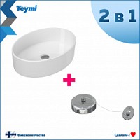 Превью фото Раковина Teymi Lori 50 накладная, белая, веревка для сушки одежды в комплекте F10101 № 1