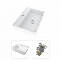 Превью фото Раковина накладная для ванной Teymi Aina 56 в комплекте донный клапан клик-клак без перелива хром F01627 № 1