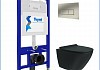 Инсталляция с унитазом комплект 5 в 1 Teymi унитаз подвесной безободковый торнадо черный Lina Pro Vortex Black кнопка нержавеющая сталь F14962 № 2
