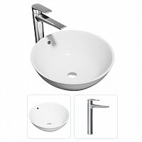 Превью фото Раковина накладная для ванной Teymi Lina kuppi D40 в комплекте смеситель высокий хром F07411 № 1