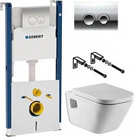 Превью фото Комплект Инсталляция Geberit Duofix Delta 3 в 1 с кнопкой хром + Унитаз Roca Gap с микролифтом + Шумоизоляция № 1