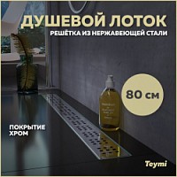 Превью фото Трап для душа Teymi Helmi 80 см решетка нержавеющая сталь T90313 № 1