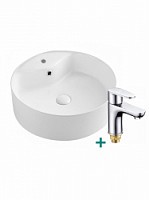 Превью фото Раковина накладная со смесителем (Azario AZ-3018 SP + смеситель для раковины Potato P1031) комплект 2 в 1, AZ3018SP_P1031 № 1