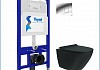 Инсталляция с унитазом комплект 5 в 1 Teymi унитаз подвесной безободковый торнадо черный Lina Pro Vortex Black кнопка хром F14959 № 2