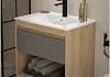 Тумба подвесная с раковиной для ванной 70 см Teymi Vitra корпус дуб фасад графит раковина Ritta 70 F16012