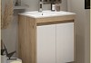 Тумба подвесная с раковиной для ванной 60 см Teymi Netta корпус дуб фасад белый раковина Ritta 60 F16019