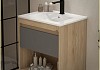 Тумба подвесная с раковиной для ванной 60 см Teymi Vitra корпус дуб фасад графит раковина Ritta 60 F16010