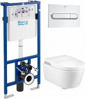 Превью фото Комплект Система инсталляции для унитазов Roca DUPLO WC 890090020 + Унитаз подвесной Roca Inspira in-wash + Кнопка смыва Roca PL1 Dual хром № 1