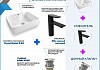 Раковина накладная для ванной Teymi Helmi S 48 в комплекте смеситель черный матовый и донный клапан клик-клак без перелива хром F07678 № 2