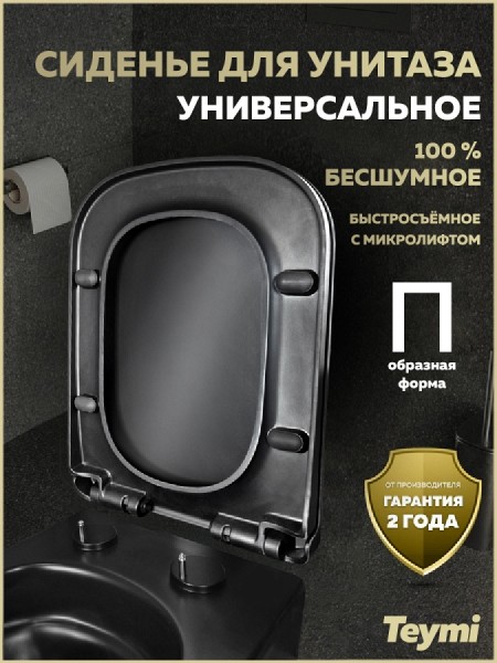 Сиденье для унитаза Teymi S40311 (совместимо T40311) быстросъемное дюропласт микролифт